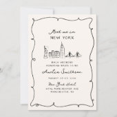 Meet Me In New York Hand Drawn Chicバチェロレッテ 招待状 (正面)