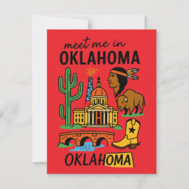 Meet Me In Oklahoma Retro Native American Cowboy ポストカード
