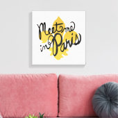 Meet Me in Paris Black and金ゴールド キャンバスプリント (インサイチュ (リビング))