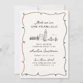 Meet Me In San Francisco Hand Drawn Bachelorette 招待状 (正面)