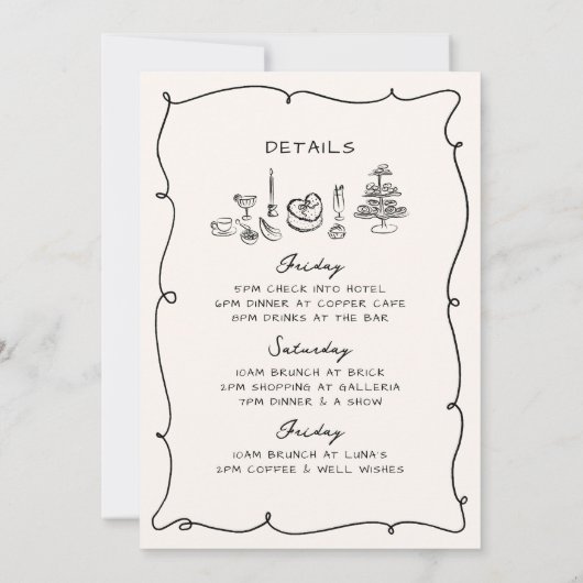 Meet Me In San Francisco Hand Drawn Bachelorette 招待状 (裏面)