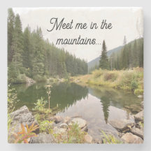 Meet Me in the Mountains Stone Coaster