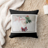 Meet Me Under The Mistletoe Cute Cat Red Flannel クッション (ブランケット)