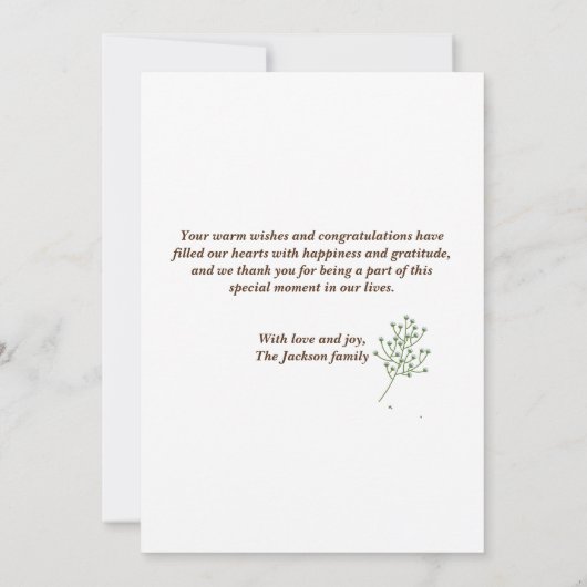 「Meet Our Little One」写真誕生のお知らせカード 案内状 (裏面)