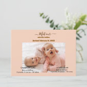 Meet Our Miracle Babies Twin Boys 案内状 (スタンド正面)