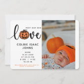 Meet Our New Love Pumpkin Halloweenフォト誕生 案内状 (正面)