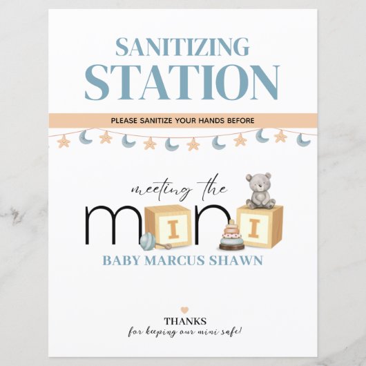 Meet The Mini Blue Sanitizing Station Sign (正面)
