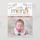 Meet The Mini Pink Baby Birth Announcement Card (正面)