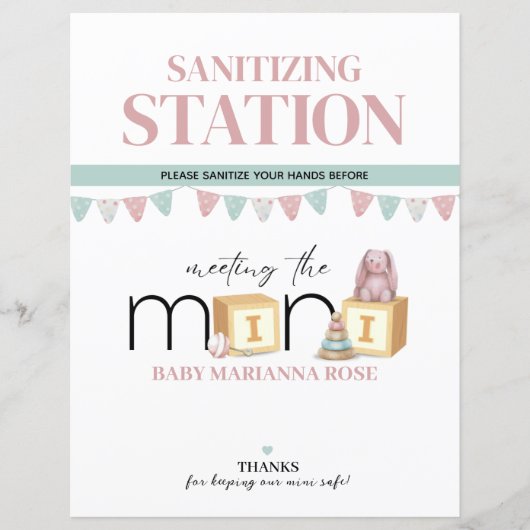 Meet The Mini Pink Sanitizing Station Sign (正面)