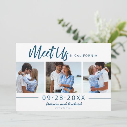 Meet Us In Destination日付3の写真を保存 招待状 (スタンド正面)