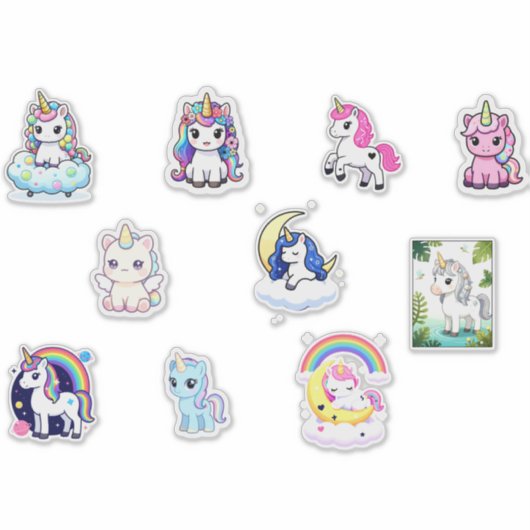 Mega Kawaii Unicorn Bundle – 10+ Magical Fantasy I シール (正面)