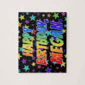 "MEGAN"名、おもしろい"ハッピーバースデー" ジグソーパズル (縦)
