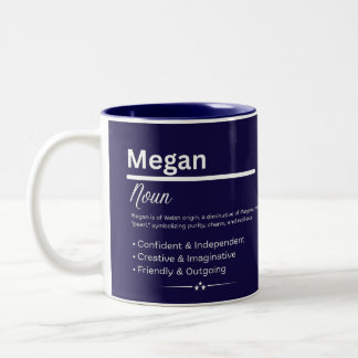 Megan, Girl Personalized Name Definition Mug ツートーンマグカップ