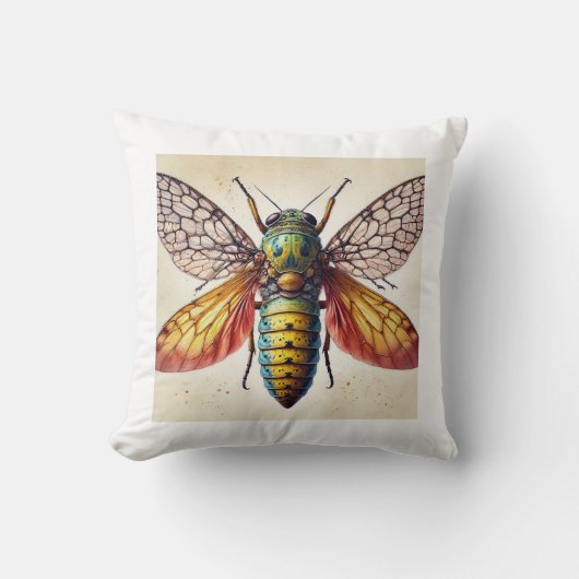 Meganeura Dragonfly View 120924IREF212 - Watercolo クッション (正面)