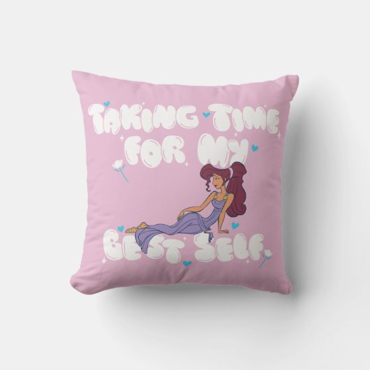 Megara - Taking Time For My Best Self Throw Pillow クッション (正面)