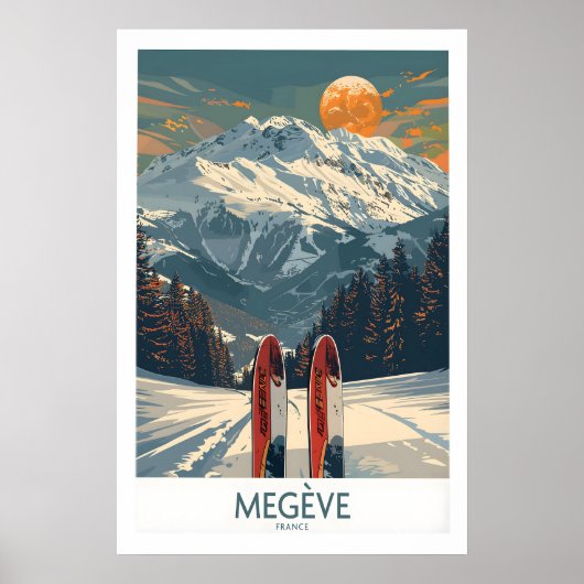 Megève スキープリント - フランス 1 ポスター (正面)
