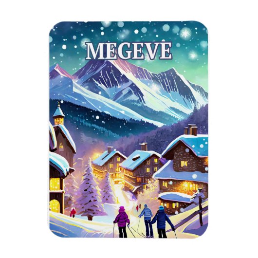 Megève : Élégance Alpine et Prestige Hivernal マグネット (縦)