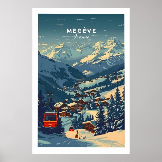 Megève Print France Ski Poster 1 ポスター (正面)