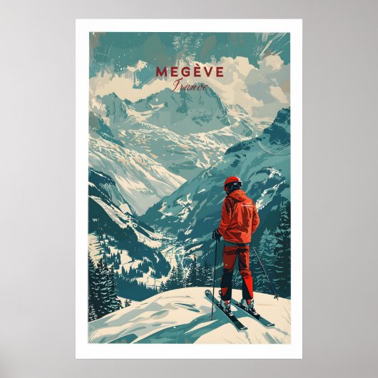 Megève Ski Poster - France 1 ポスター (正面)