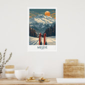 Megève Ski Print - France 1 ポスター (キッチン)