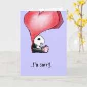 Megg: かわいいパンダ-ハート、私は残念のカードです カード (黄色い花)