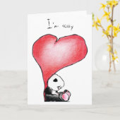 Megg: かわいいパンダ-ハート、私は残念のカードです カード (黄色い花)