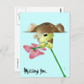 Megg:可愛いテディベアに花が咲恋しく思いたね ポストカード (正面/裏面)