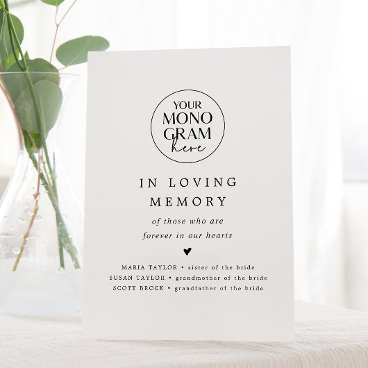 MEGHAN Monogram In Loving Memory結婚's Memorial 台座サイン