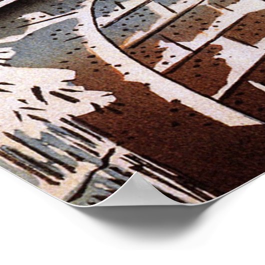 Meguro Drum Bridge and Sunset Hill, Hiroshige ポスター (角)