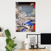 Meguro Drum Bridge and Sunset Hill, Hiroshige ポスター (ホームオフィス)