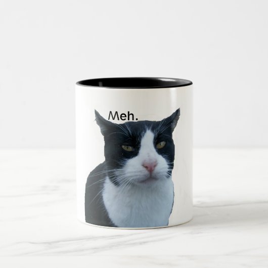 "Meh"猫 ツートーンマグカップ (中央)