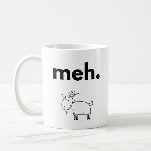 Meh. Goat Doodle Funny Minimalist Mug コーヒーマグカップ (左)