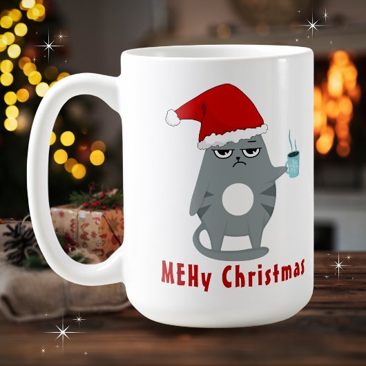 MEH (MEH)クリスマスおもしろいサンタ猫 コーヒーマグカップ