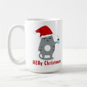 MEH (MEH)クリスマスおもしろいサンタ猫 コーヒーマグカップ (左)