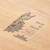 Mehendi Henna Indian Wedding Save the Date アクリル招待状 (レイダウン)