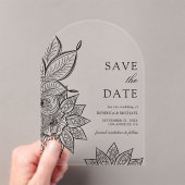 Mehendi Henna Indian Wedding Save the Date アクリル招待状 (インサイチュ (ポータブル))
