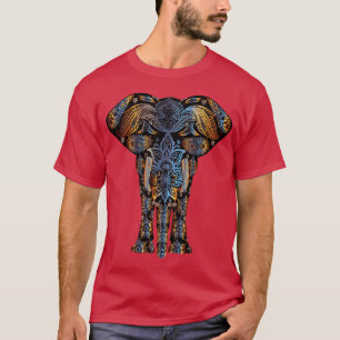 mehndiのhenna象の多彩でサイケデリックなTシャツ Tシャツ