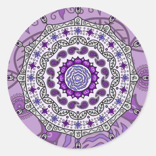 Mehndiファンタジーシルバーステッカー ラウンドシール (正面)