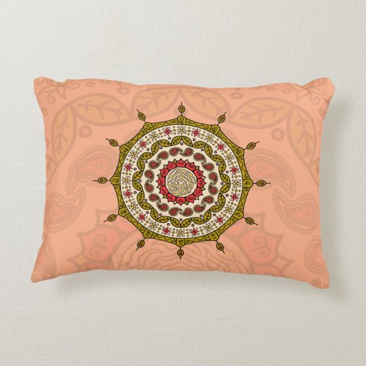 Mehndiファンタジー金ゴールドアクセント枕 アクセントクッション (裏面)