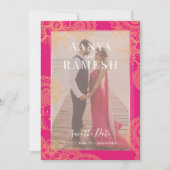 Mehndiフォトウェディング日付を保存 招待状 (正面)