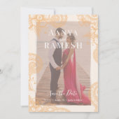 Mehndiフォトウェディング日付保存招待状 招待状 (正面)