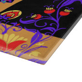 Mehndiブラックと紫のフローラ・グラフィック・アートワーク カッティングボード (角)