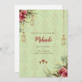 Mehndi招待デジタルインディアン結婚式の招待 招待状 (正面/裏面)