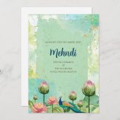 Mehndi招待デジタルインディアン結婚式の招待 招待状 (正面/裏面)