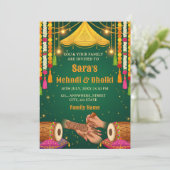 Mehndi & Dholki Night Invitation Template 招待状 (スタンド正面)