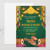 Mehndi & Dholki Night Invitation Template 招待状 (正面/裏面)