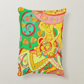 Mehndi Doodle：民族カラフル的な質感。 アクセントクッション (裏面(縦))