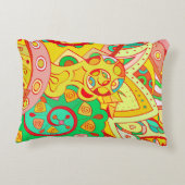 Mehndi Doodle：民族カラフル的な質感。 アクセントクッション (裏面)
