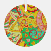 Mehndi Doodle：民族カラフル的な質感。 ガラスオーナメント (裏面)