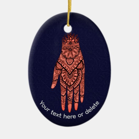 Mehndi Hand Tattoo Art  セラミックオーナメント (正面)